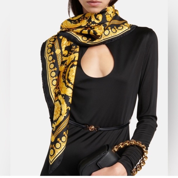 CHANEL Accessories - CHANEL  EUC Scarf in Black and Gold